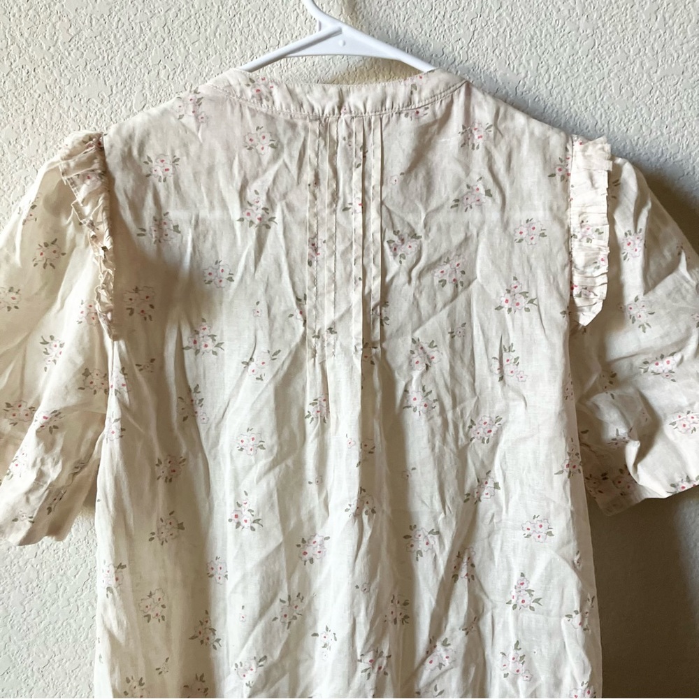 Free People Cottagecore Prairie Boho Oversized 70s Cotton Puff Sleeve Dress XS - Picture 11 of 16